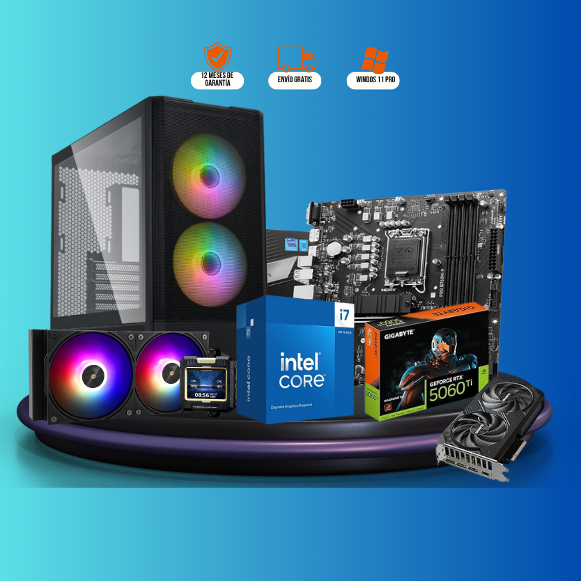 Intel i7 14700F-32GB-RTX 5060TI 16G - MicroQuetzalNacional
